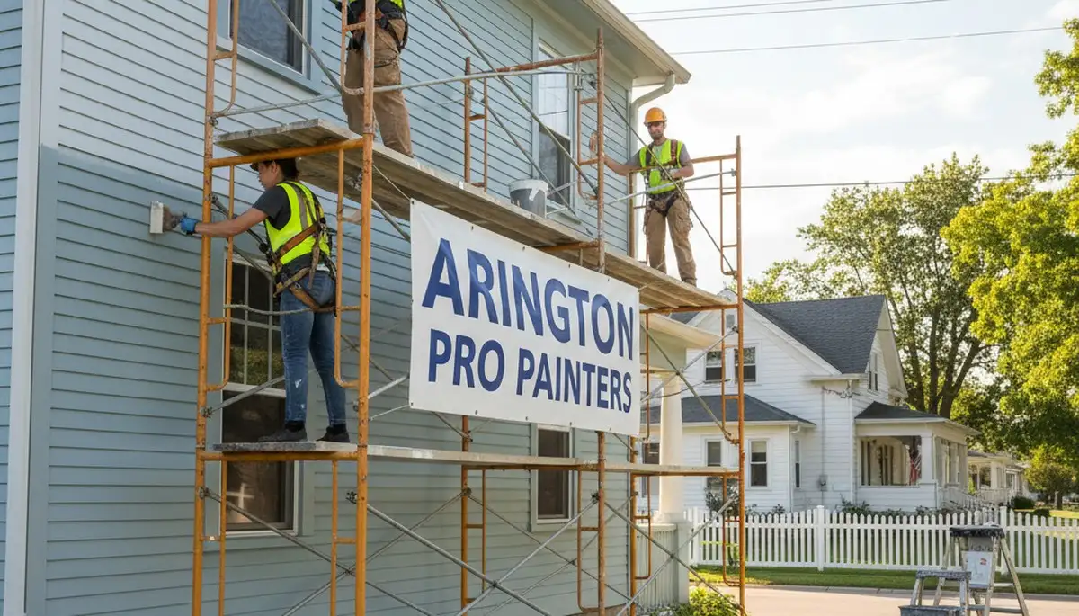 Madison WI painters painting a home exterior for professional residential painting service