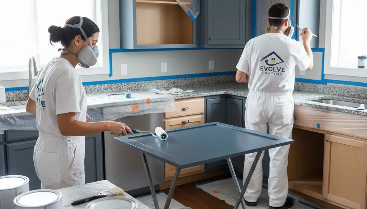 Professional cabinet painting service in Madison, WI for a kitchen remodeling project
