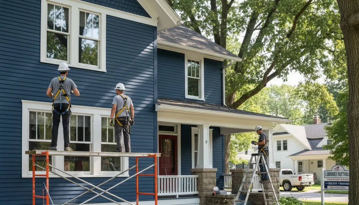 Madison, WI painters on a residential painting project for a professional home exterior refresh