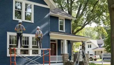 Madison, WI painters on a residential painting project for a professional home exterior refresh