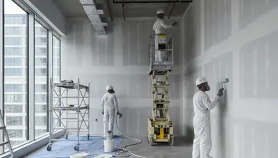 Madison, WI commercial painters applying durable paint for a business interior
