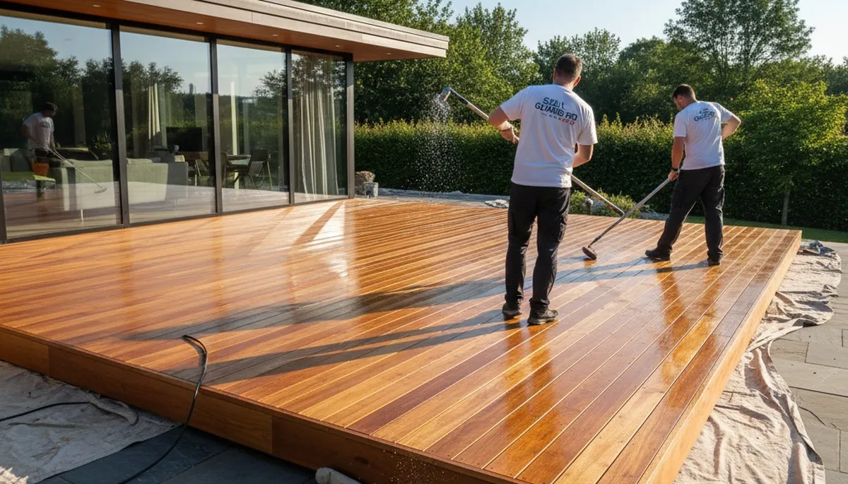 Madison, WI painters applying deck sealing for weather protection and long-lasting wood defense