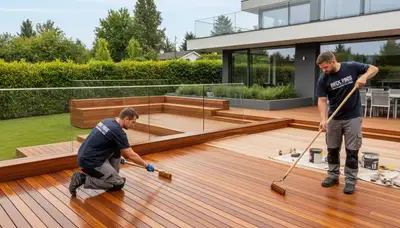Madison, WI deck staining service by paintersmadisonwi.com to protect wood from weather and UV damage