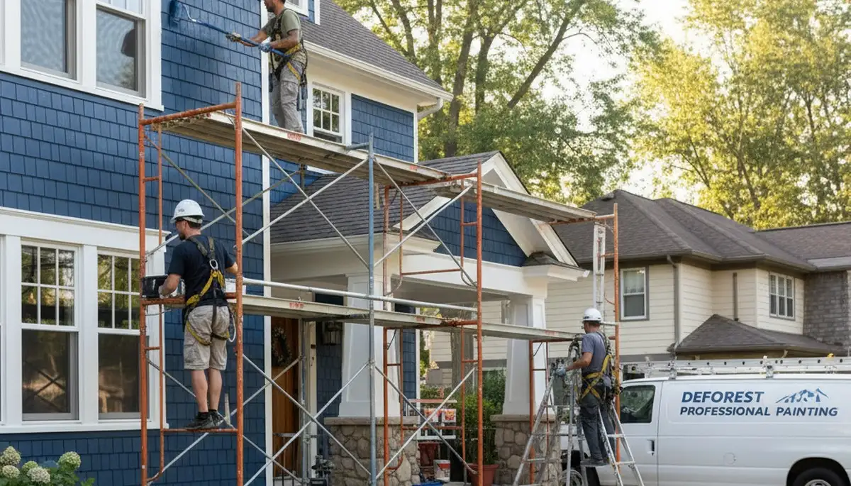 Painter in Madison, WI applying fresh interior paint for a professional home or office finish