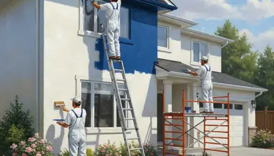 Madison, WI house painters applying durable exterior paint to protect a home from harsh weather