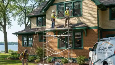 Madison, WI painting company crew preparing interior house painting for a home renovation
