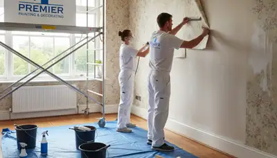 Professional wallpaper removal service in Madison, WI preparing smooth walls for painting