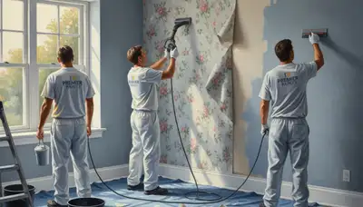 Professional wallpaper removal service in Madison, WI preparing walls for painting