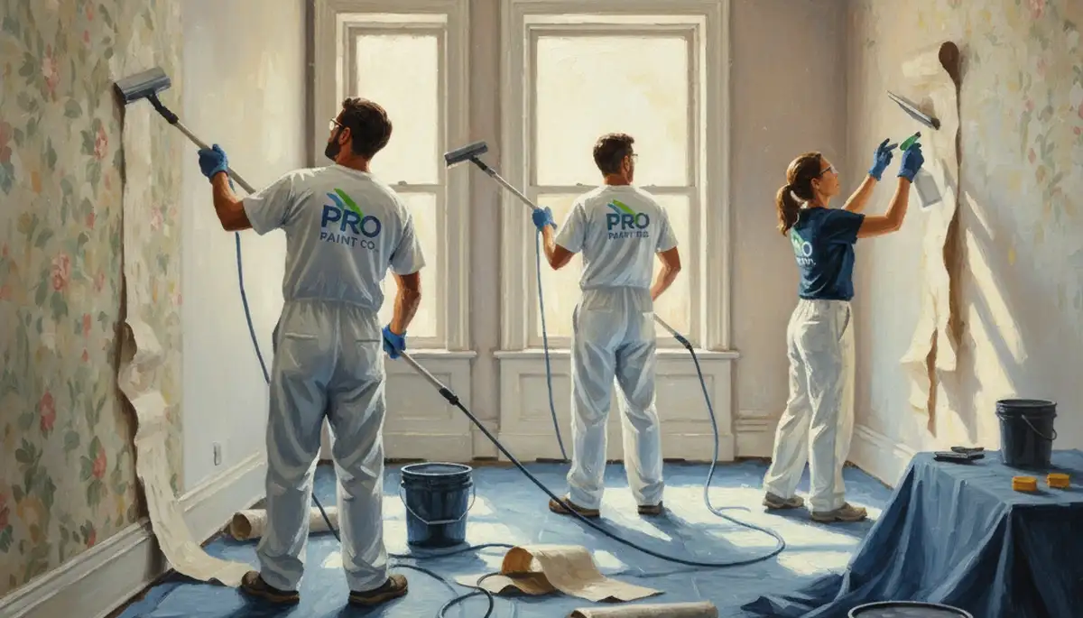 Professional wallpaper removal service in Madison, WI, leaving walls smooth and ready for paint